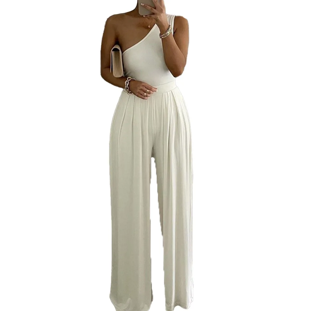 2021 Western Style New White Solid Color Casual Jumpsuit Summer Summer High Waist Sexy One Shoulder African Oversize
2021 Western Style New White Solid Color Casual Jumpsuit Summer Summer High Waist Sexy One Shoulder African Oversize