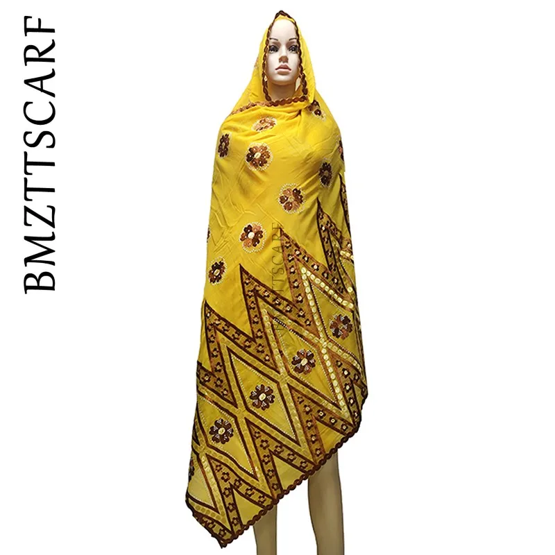 100% Cotton African Women Scarf Big Size Headscarf for Muslim Pray Shawls Embroidery Scarfs BM973 | Тематическая одежда и