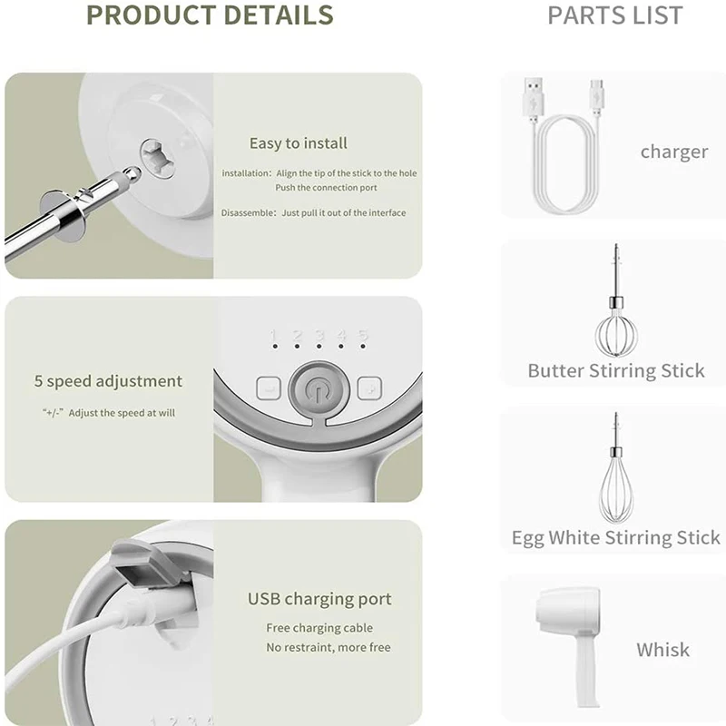 New Wireless Portable Electric Food Mixer Egg Beater Electric Hand Mixer 5 Speed Cordless Mini Hand Mixer With Eggs Cream Whisk
New Wireless Portable Electric Food Mixer Egg Beater Electric Hand Mixer 5 Speed Cordless Mini Hand Mixer With Eggs Cream Whisk