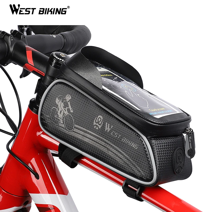 WEST BIKING Cycling Front Frame Top Tube Bag for Bike Waterproof Touch Screen Phone Case Bags MTB Road Bike Bicycle Accessories 
WEST BIKING Cycling Front Frame Top Tube Bag for Bike Waterproof Touch Screen Phone Case Bags MTB Road Bike Bicycle Accessories