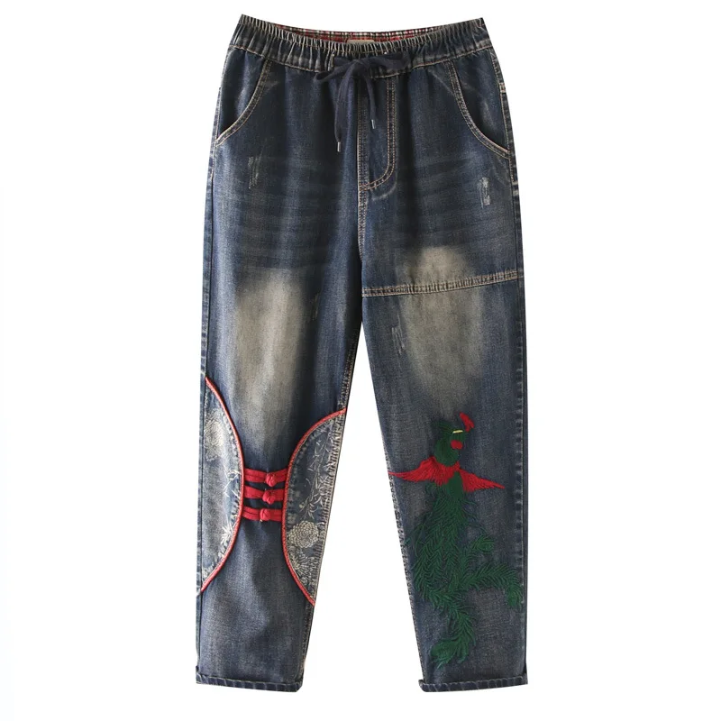 National Jeans Women's Ripped Embroidered Phoenix Denim Pants 2020 Spring and Autumn New Vintage Plate Buttons Straight Pants
National Jeans Women's Ripped Embroidered Phoenix Denim Pants 2020 Spring and Autumn New Vintage Plate Buttons Straight Pants