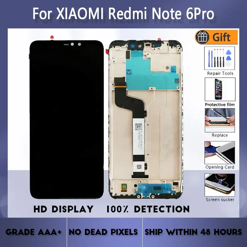 Для XIAOMI Redmi Note 6 Pro Оригинальный ЖК-экран в сборе с передним чехлом черный с ремонтными инструментами и закаленной пленкой
Для XIAOMI Redmi Note 6 Pro Оригинальный ЖК-экран в сборе с передним чехлом черный с ремонтными инструментами и закаленной пленкой