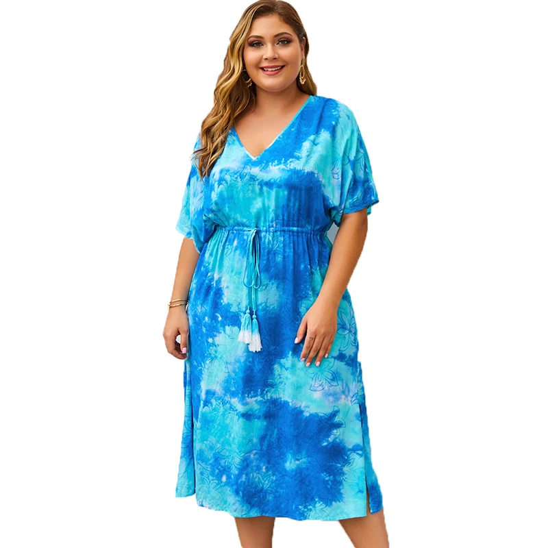 Tie Dye Dress Summer 2022 Sexy V Neck Short Sleeve Women Casual Print Midi Dresses Plus Size Clothes Cotton Split Boho Dress 4XL
Tie Dye Dress Summer 2022 Sexy V Neck Short Sleeve Women Casual Print Midi Dresses Plus Size Clothes Cotton Split Boho Dress 4XL
