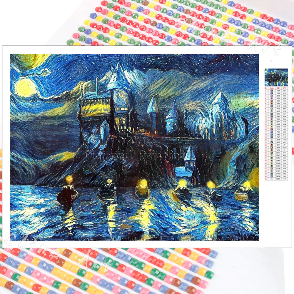 

Ван Гог 5D алмазов картина Disney пейзаж с замком полностью своими руками мультяшный комплект ремесленных вышивка искусство Алмазная мозаика у...
