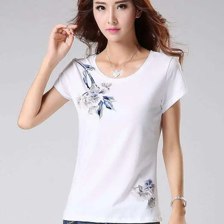T-shirt Women 2019 New Women dark gray White T Shirt summer Cotton T shirt 
T-shirt Women 2019 New Women dark gray White T Shirt summer Cotton T shirt