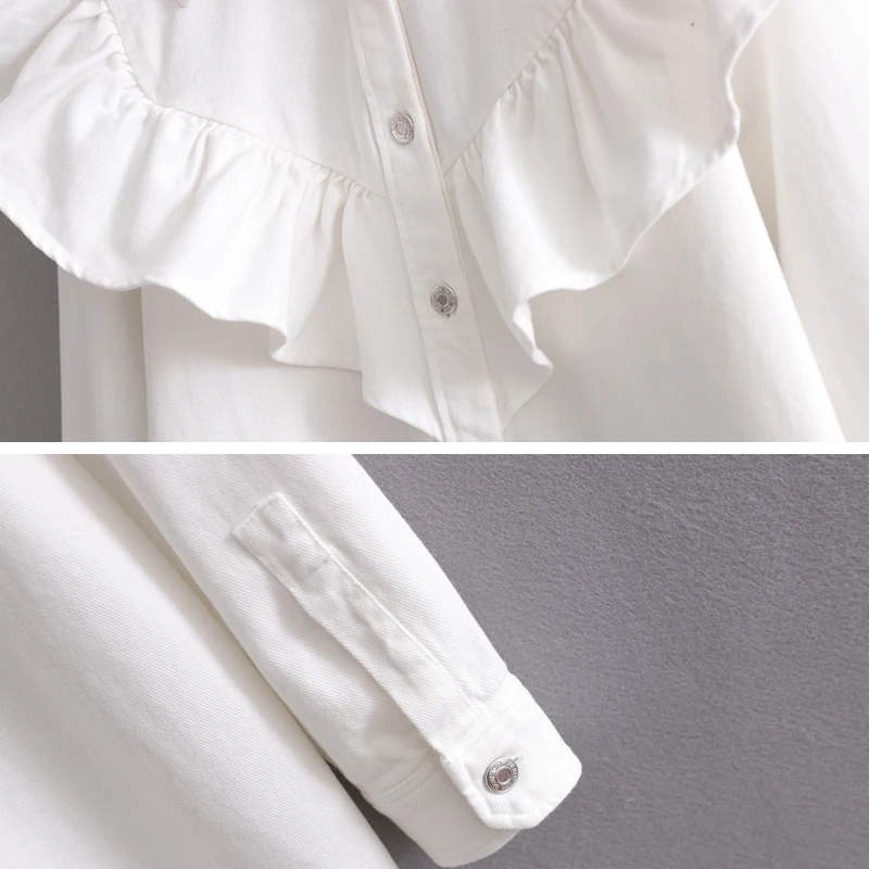 White Denim Shirt dress Women 2020 Spring Loose Fashion Ruffles Buttons Long sleeve Female Mini dress High street YNZZU YD393
White Denim Shirt dress Women 2020 Spring Loose Fashion Ruffles Buttons Long sleeve Female Mini dress High street YNZZU YD393