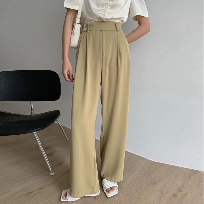2021 Autumn New Minimalist Style Commuter Temperament High Waist Versatile Side Button Wide Leg Casual Pants Suit Pants Women
2021 Autumn New Minimalist Style Commuter Temperament High Waist Versatile Side Button Wide Leg Casual Pants Suit Pants Women