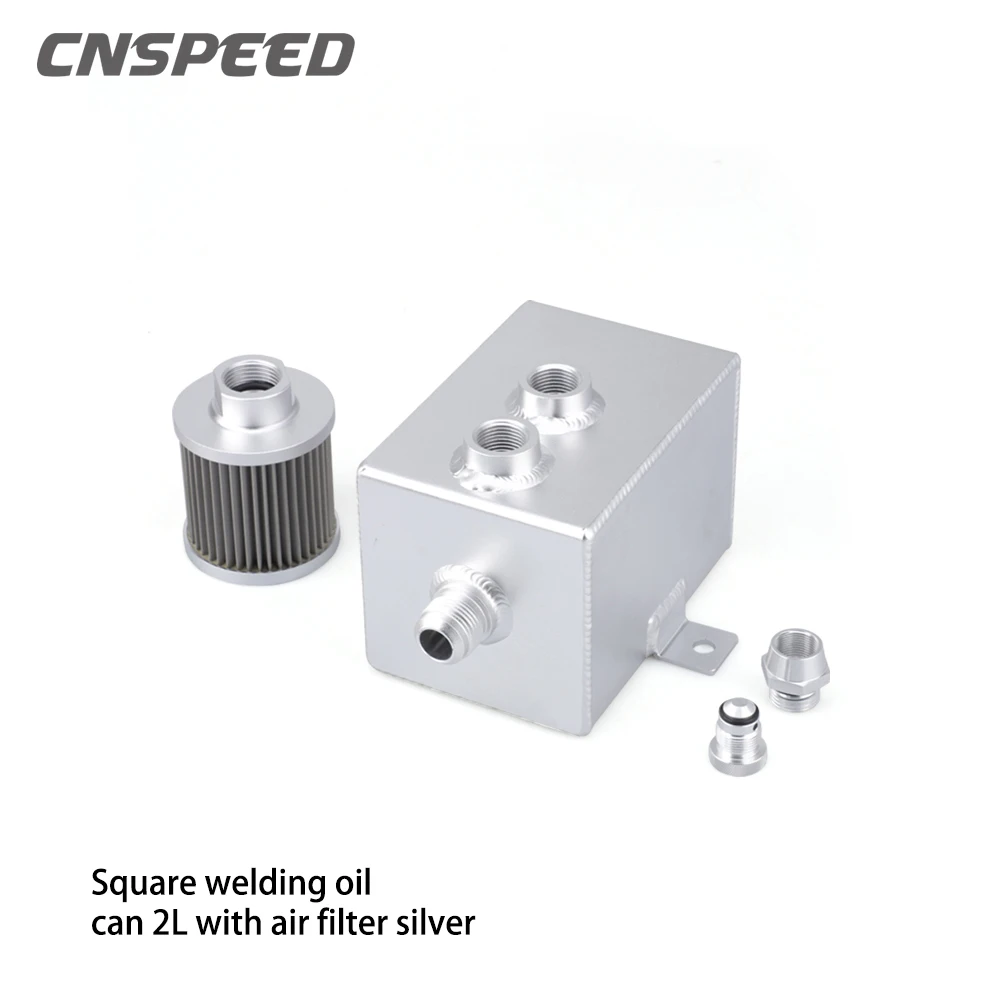

Cnspeed 2L Universal Car Aluminum Oil Catch Tank Silver Fuel Tanks With Breather & Filter Drain Tap 2LT Baffled