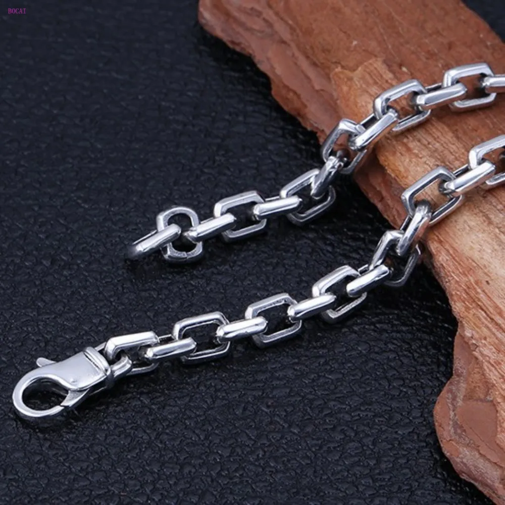 s925 Sterling Silver Fashion Accessories Thai silver retro style Square buckle Trend personality Men's Bracelet for men 2020 new 
s925 Sterling Silver Fashion Accessories Thai silver retro style Square buckle Trend personality Men's Bracelet for men 2020 new