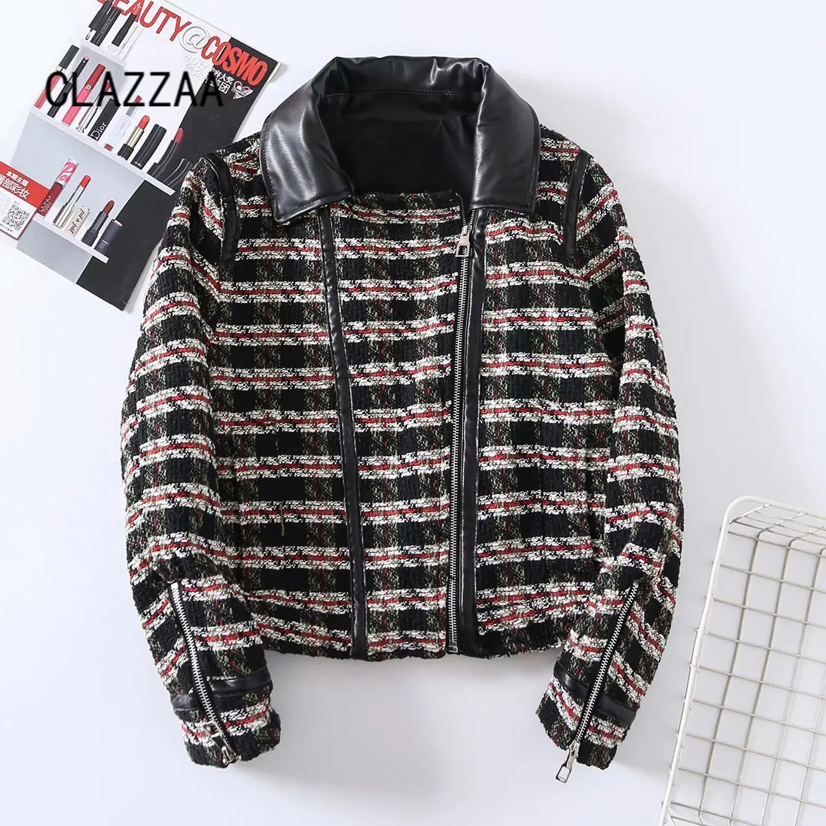 Clazzaa Women Fashion Texture Front Zipper Cropped Jacket Vintage Long Sleeves Lapel Neck Casual Female Coat Chic Outfit
Clazzaa Women Fashion Texture Front Zipper Cropped Jacket Vintage Long Sleeves Lapel Neck Casual Female Coat Chic Outfit