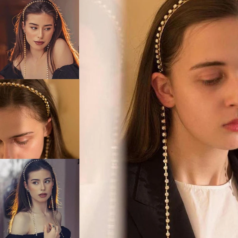 1pc Rhinestone Long Tassel Chain Headband Hair Hoop Hairband Jewelry Women Asymmetry Crystal Wedding Headpiece Hair Chains
1pc Rhinestone Long Tassel Chain Headband Hair Hoop Hairband Jewelry Women Asymmetry Crystal Wedding Headpiece Hair Chains