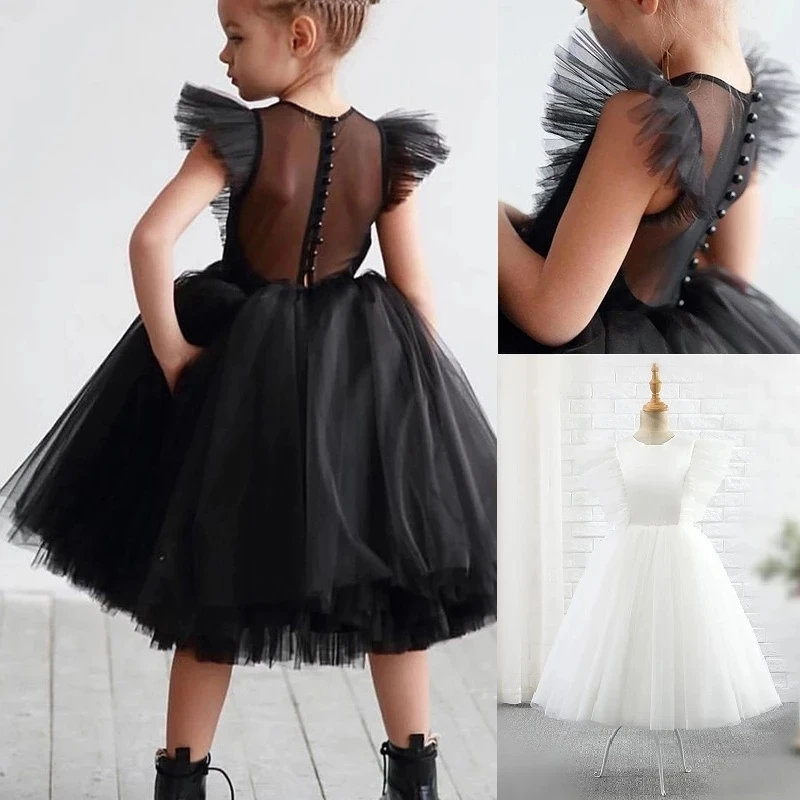 Simple Perspective Back Flower Girl Dresses Flare Sleeves Kids Princess Dresses Pearls Communion Dress for Birthday New Year
Simple Perspective Back Flower Girl Dresses Flare Sleeves Kids Princess Dresses Pearls Communion Dress for Birthday New Year