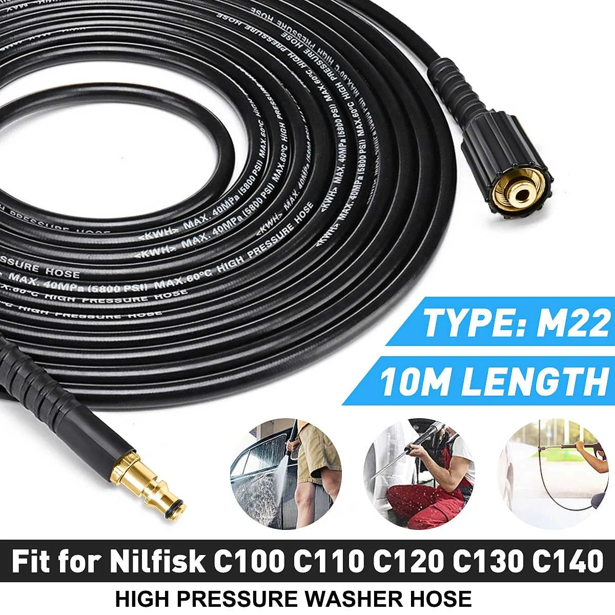 10m High Pressure Washer Hose Pipe Cord Car Washer Cleaning Water Hose for Nilfisk C100 C110 C120 C130 C140 Pressure Cleaner
10m High Pressure Washer Hose Pipe Cord Car Washer Cleaning Water Hose for Nilfisk C100 C110 C120 C130 C140 Pressure Cleaner