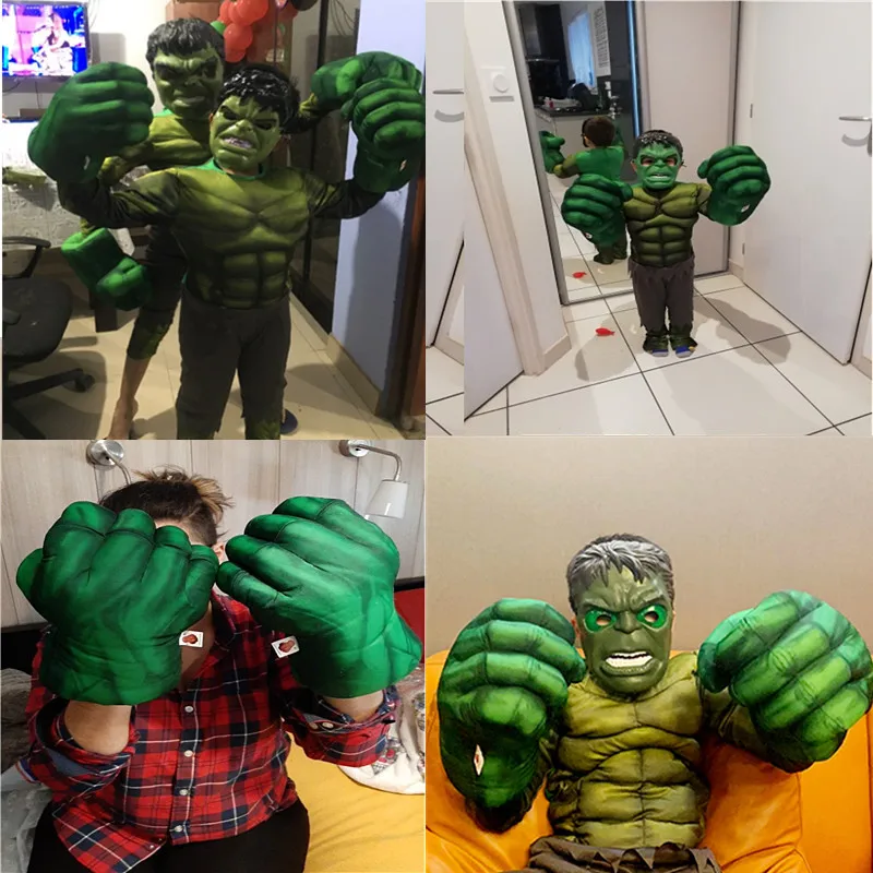 От 4 до 12 лет Детская Пижама Халк Super Hero Мышцы костюм для детей на Хэллоуин косплей