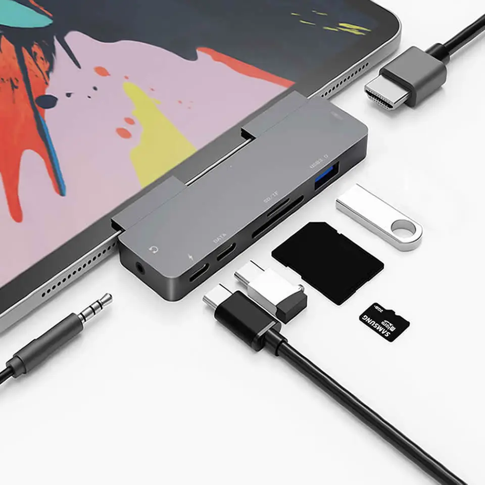 USB C Hub to 4K HDMI-compatible Adapter with USB-C PD USB3.0 3.5mm Jack Port USB Type C Dock for iPad Pro Macbook Pro/Air
USB C Hub to 4K HDMI-compatible Adapter with USB-C PD USB3.0 3.5mm Jack Port USB Type C Dock for iPad Pro Macbook Pro/Air