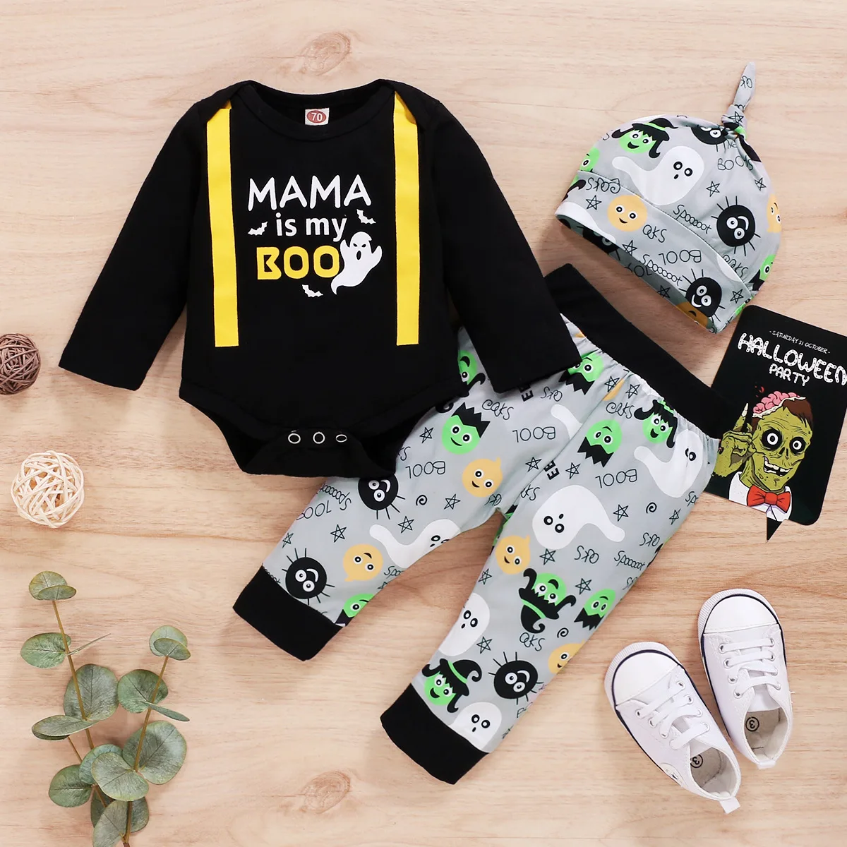 3PC Halloween Baby Clothing Sets Cute Hat + Ghost Pattern Letter Print Romper + Loose Pants Children's Outfits For Newborn
3PC Halloween Baby Clothing Sets Cute Hat + Ghost Pattern Letter Print Romper + Loose Pants Children's Outfits For Newborn