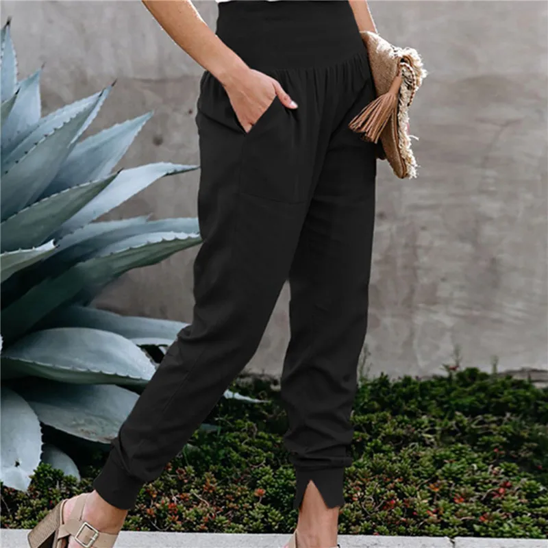 Casual Solid Women's Pants High Waisted Spring Autumn Capris Pants Fashion Female Pockets Trousers Women
Casual Solid Women's Pants High Waisted Spring Autumn Capris Pants Fashion Female Pockets Trousers Women