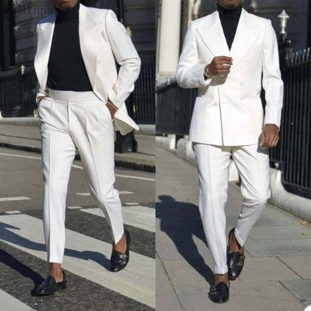 YiMinpwp White Men Suits 2 Piece Peaked Lapel Double Breasted Blazer Jacket Men Tuxedos Groom Wedding Suit Jacket+Pant
YiMinpwp White Men Suits 2 Piece Peaked Lapel Double Breasted Blazer Jacket Men Tuxedos Groom Wedding Suit Jacket+Pant