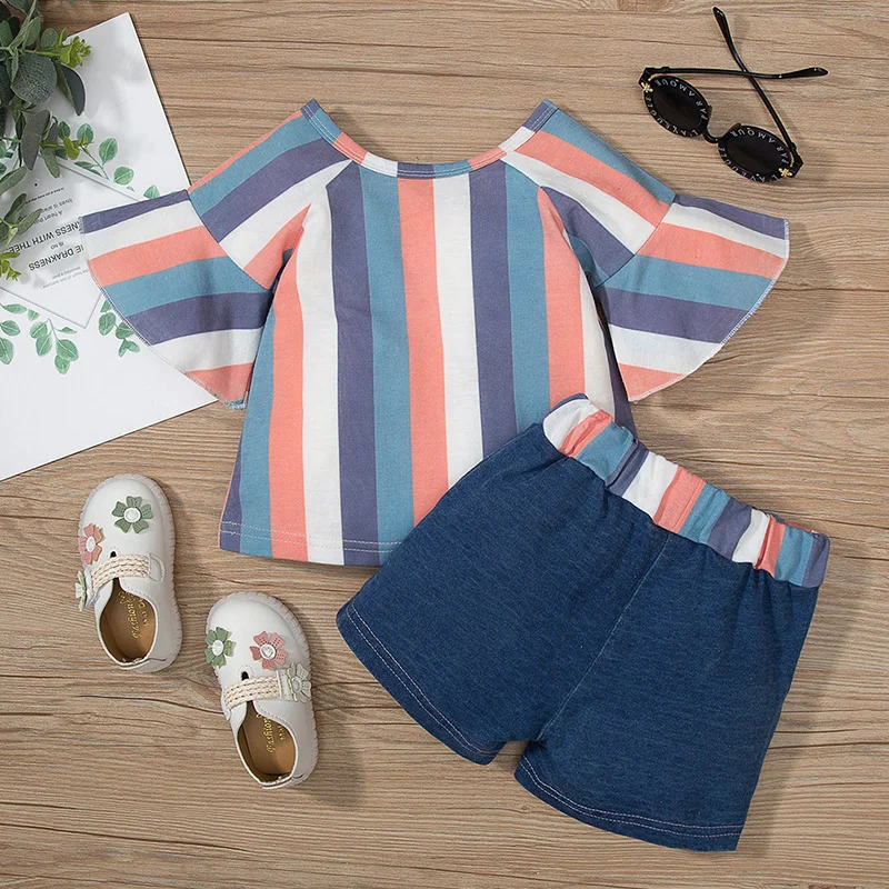 2021 Summer Baby Girls Clothes Kids Stripe T-shirt + Bowknot Denim Shorts Children 2pcs Outfit
2021 Summer Baby Girls Clothes Kids Stripe T-shirt + Bowknot Denim Shorts Children 2pcs Outfit