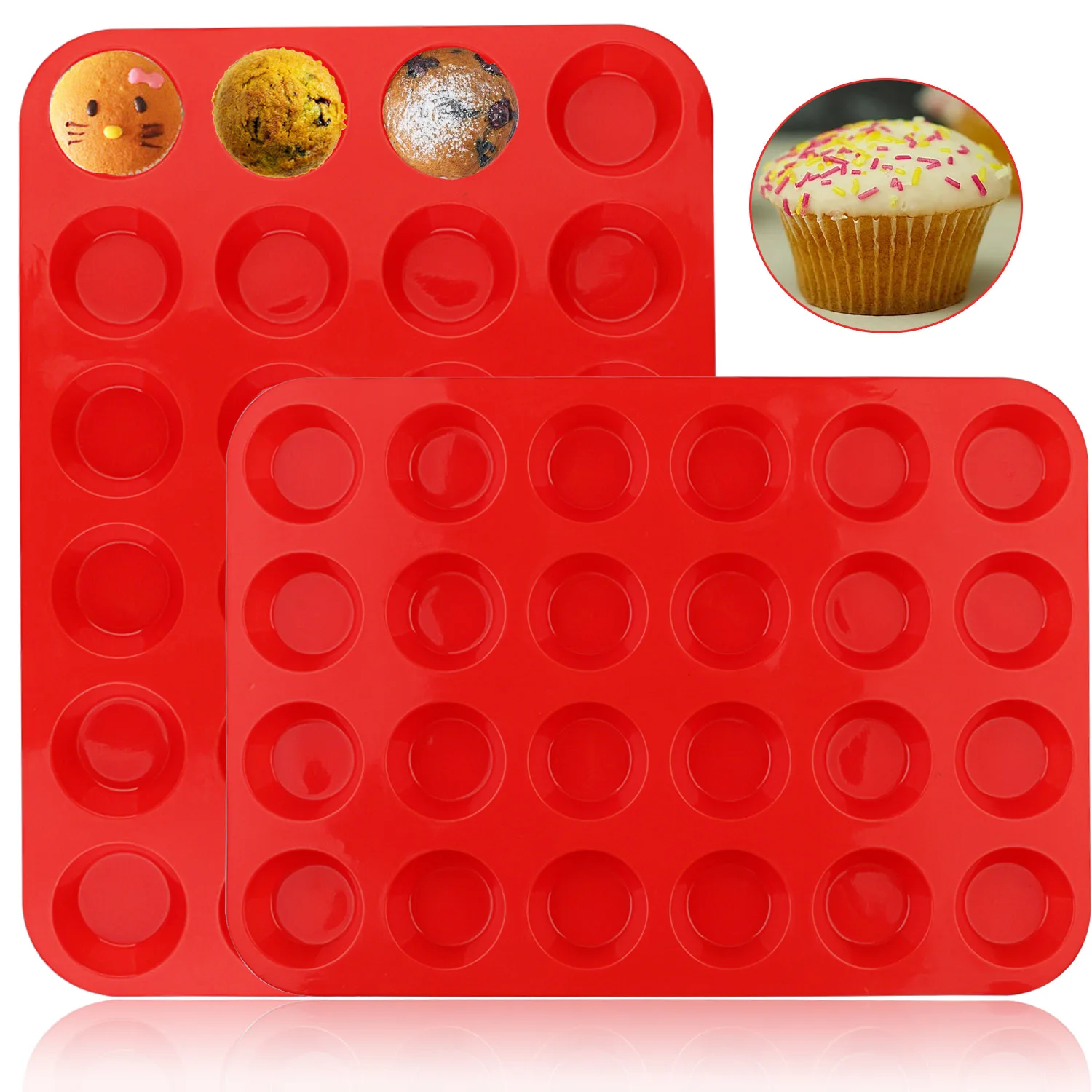 Mini Silicone Muffin Pan, 24 Cups Cupcake Pan, BPA Free and Dishwasher Safe, Non-stick Silicone Baking Tools, Great for Making
Mini Silicone Muffin Pan, 24 Cups Cupcake Pan, BPA Free and Dishwasher Safe, Non-stick Silicone Baking Tools, Great for Making