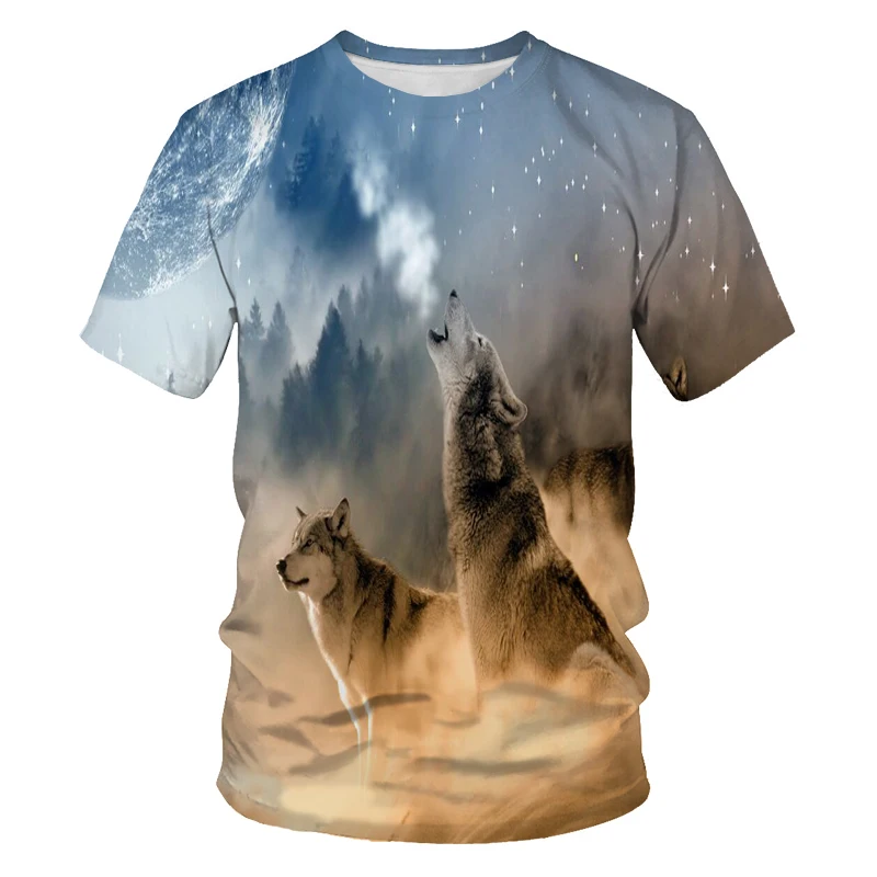 Fashion new animal wolf 3d printing men's short-sleeved t-shirt factory direct sales casual loose compassionate male streetwear
Fashion new animal wolf 3d printing men's short-sleeved t-shirt factory direct sales casual loose compassionate male streetwear