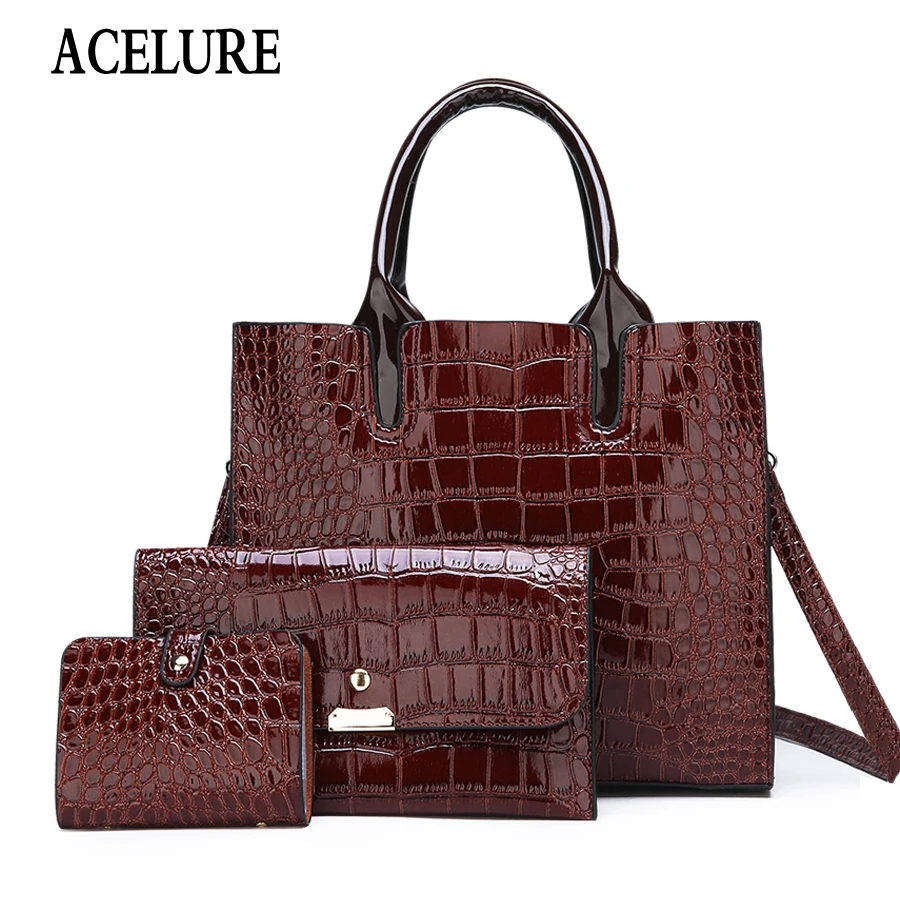 ACELURE 3 Sets High Quality Alligator PU Leather Women Messenger Bag Handbags Luxury Brands Tote Bag Ladies Shoulder Bag Clutch
ACELURE 3 Sets High Quality Alligator PU Leather Women Messenger Bag Handbags Luxury Brands Tote Bag Ladies Shoulder Bag Clutch