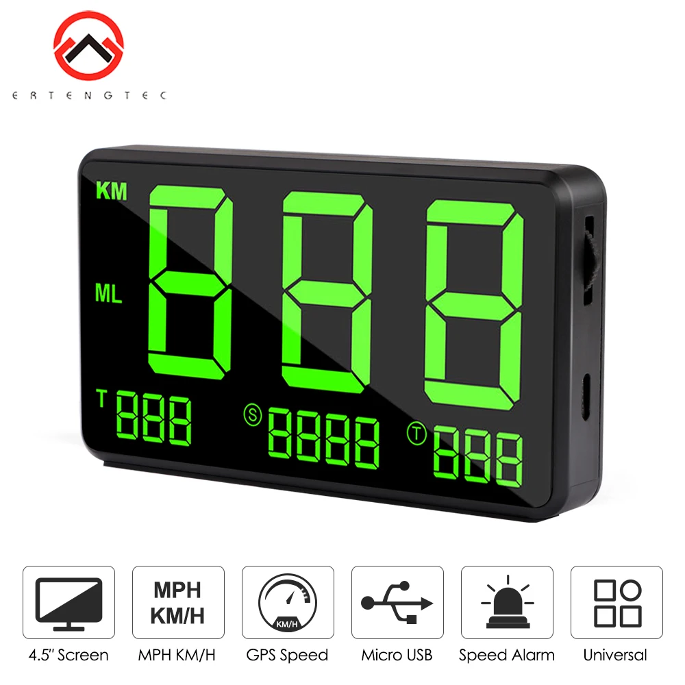 GPS Speedometer HUD Display Car Automatic Record Mileage 4.5 Inch Headup Display Overspeed Alarm Plug and Play Adjust Brightnes
GPS Speedometer HUD Display Car Automatic Record Mileage 4.5 Inch Headup Display Overspeed Alarm Plug and Play Adjust Brightnes