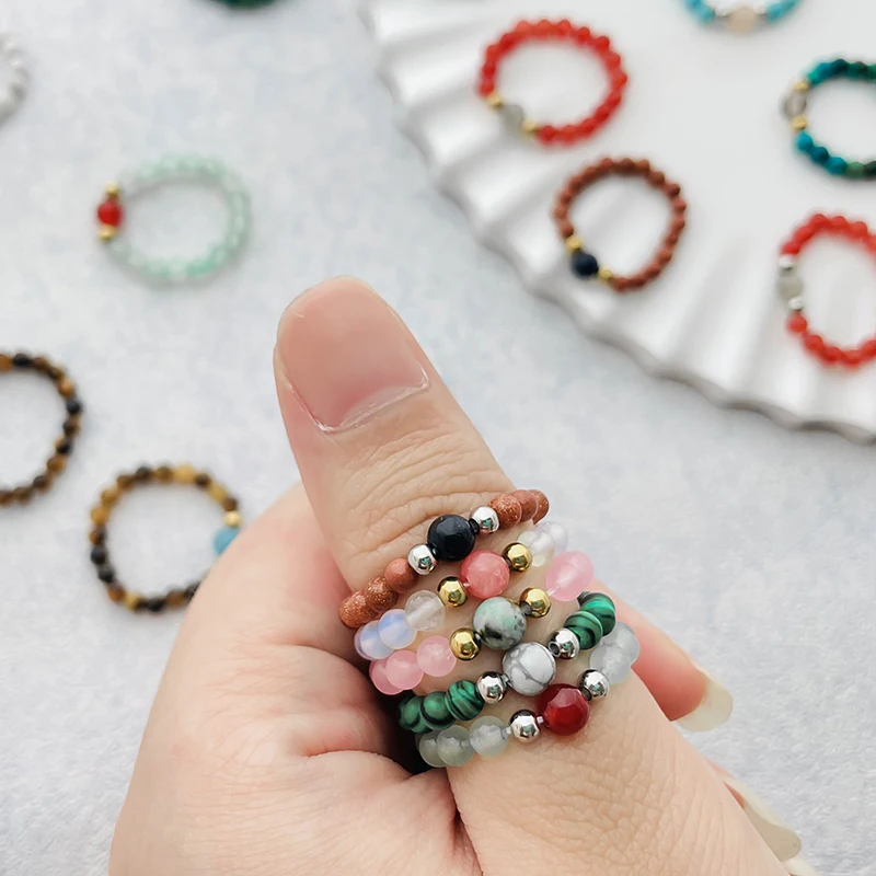 Bohemian Holiday Style Natural Stone Rings for Women Fashion Jewelry Stainless Steel Gold Silver Beads Couple Ring Party Gifts
Bohemian Holiday Style Natural Stone Rings for Women Fashion Jewelry Stainless Steel Gold Silver Beads Couple Ring Party Gifts