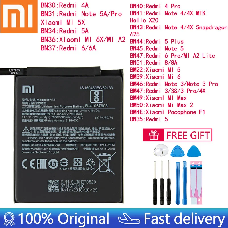 Оригинальный аккумулятор для Xiaomi Mi Redmi Note Mix Max 2 3 3S 3X 4 4X 4A 5 5A 5S 5X 6 6A Mi6X 7A 8 9 9T 9S K20 Pro Plus, батареи
Оригинальный аккумулятор для Xiaomi Mi Redmi Note Mix Max 2 3 3S 3X 4 4X 4A 5 5A 5S 5X 6 6A Mi6X 7A 8 9 9T 9S K20 Pro Plus, батареи