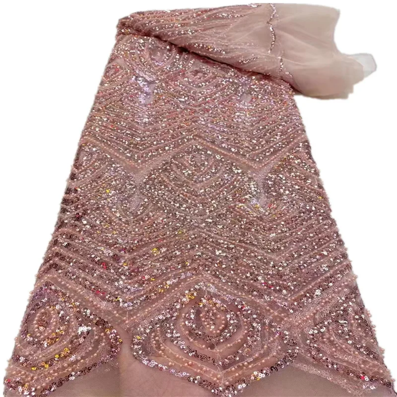 African Lace Fabric Embroidery With Sequins and bead Laces French Net Lace 5 Yards Bride Dress Wedding Sewing FJ-300
African Lace Fabric Embroidery With Sequins and bead Laces French Net Lace 5 Yards Bride Dress Wedding Sewing FJ-300