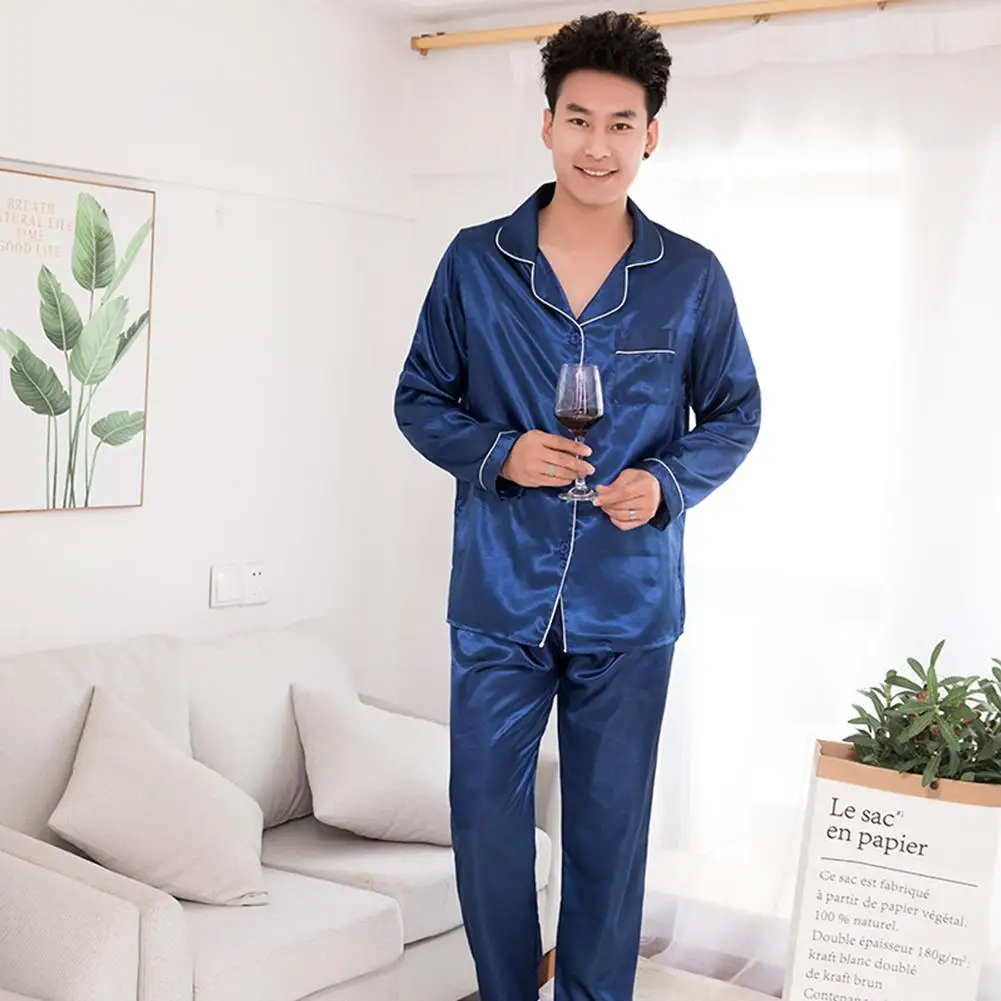 Silk Satin Men Pajamas Set Fashion Sleepwear Couple Solid Color Long Sleeve Suit Casual Two-Piece Pyjama Autumn Elastic Homewear
Silk Satin Men Pajamas Set Fashion Sleepwear Couple Solid Color Long Sleeve Suit Casual Two-Piece Pyjama Autumn Elastic Homewear