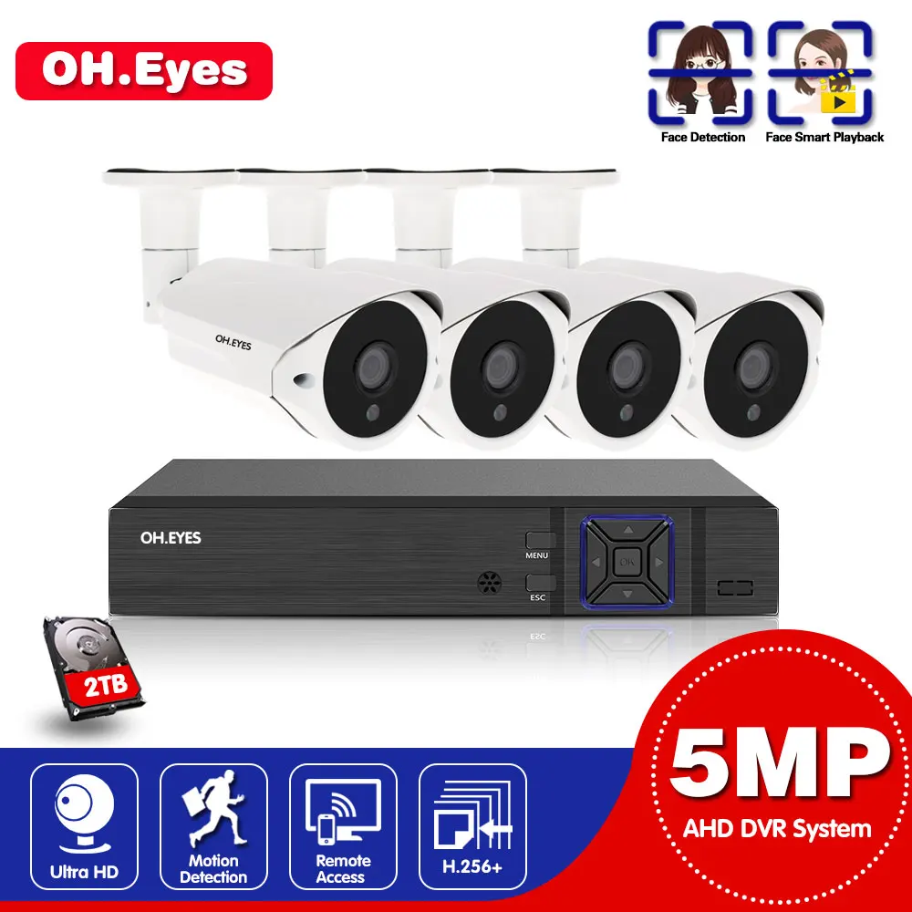 4CH 5MP DVR NVR Security Camera System H.265 Face Detection 5.0MP AHD Bullet Camera Indoor Outdoor CCTV Video Surveillance Kit
4CH 5MP DVR NVR Security Camera System H.265 Face Detection 5.0MP AHD Bullet Camera Indoor Outdoor CCTV Video Surveillance Kit