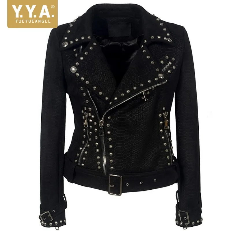 Gothic Belt Rivet Faux Leather PU Jacket Women Winter Autumn Motorcycle Jacket Black Faux Leather Coat Outerwear Goth Punk Coats
Gothic Belt Rivet Faux Leather PU Jacket Women Winter Autumn Motorcycle Jacket Black Faux Leather Coat Outerwear Goth Punk Coats