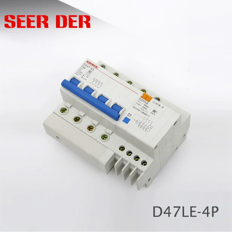 

DZ47LE 4P+N 25A 400V~ 50HZ/60HZ Residual current Circuit breaker with over current and Leakage protection RCBO