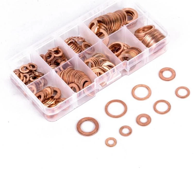 200pcs/box Copper Washers Flat Ring Sump Plug Oil Seal Assorted Set Professional M5-M14 Car Accessories Kit Copper Ring Gasket
200pcs/box Copper Washers Flat Ring Sump Plug Oil Seal Assorted Set Professional M5-M14 Car Accessories Kit Copper Ring Gasket
