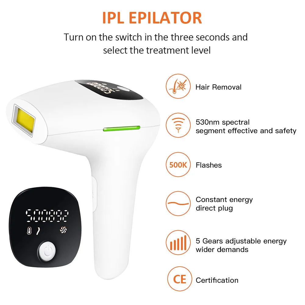 IPL Epilator Laser Permanent Bikini Trimmer 500000 Flash Electric Painless Threading Hair Removal Photoepilator Depilatory
IPL Epilator Laser Permanent Bikini Trimmer 500000 Flash Electric Painless Threading Hair Removal Photoepilator Depilatory