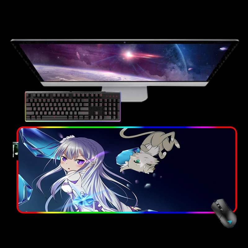 RGB Re zero Rem Emilia LED Mouse Pad XXL Mousepad Anime Keyboard Desk Carpet Game No-slip Mouse Mat 900x400x4mm Tapis De Souris
RGB Re zero Rem Emilia LED Mouse Pad XXL Mousepad Anime Keyboard Desk Carpet Game No-slip Mouse Mat 900x400x4mm Tapis De Souris