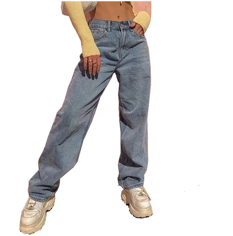 2020 trend new high waist loose wide leg women's jeans