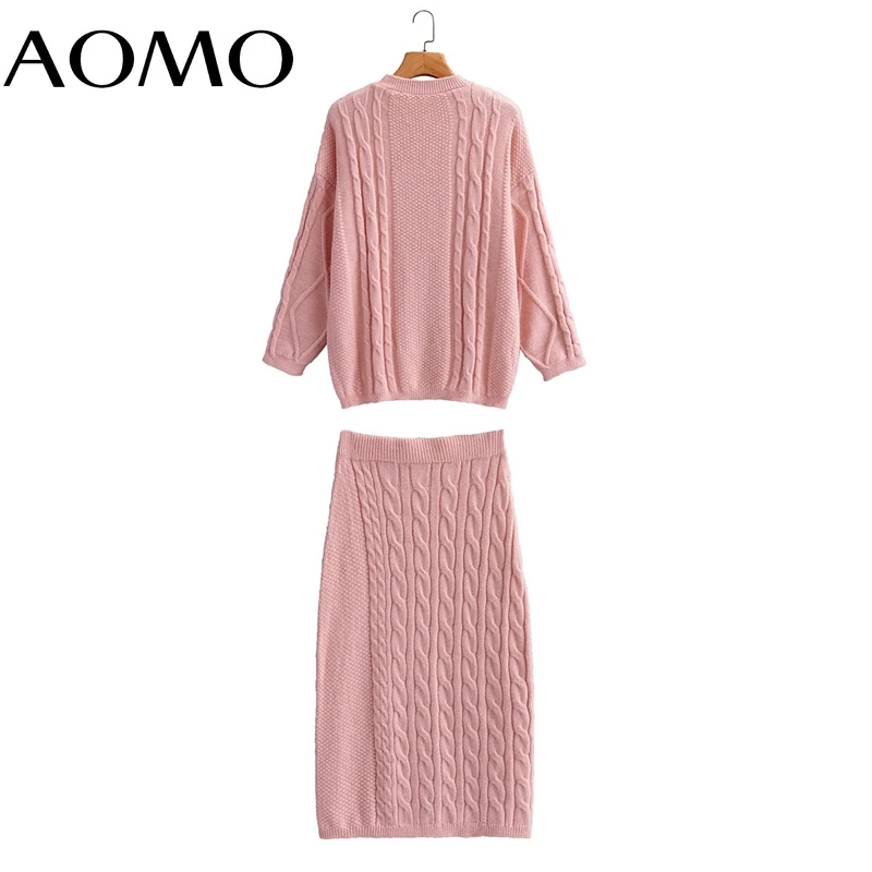 AOMO Chic Pink Twist Suit Women Sweatere Skirt Set 2021 Autumn Winter New Suit 2 Piece Set Loose Top and Skirt 1F317A
AOMO Chic Pink Twist Suit Women Sweatere Skirt Set 2021 Autumn Winter New Suit 2 Piece Set Loose Top and Skirt 1F317A