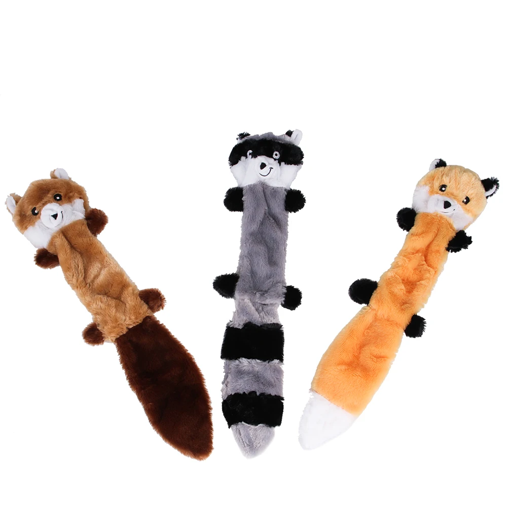 

Plush Pet Dog Sound Toy Puppy Squeak Toys Raccoon Squirrel Tiger Fox Lion Cat Sound Toy Dog Plush Skinny No Stuffing Squeaky