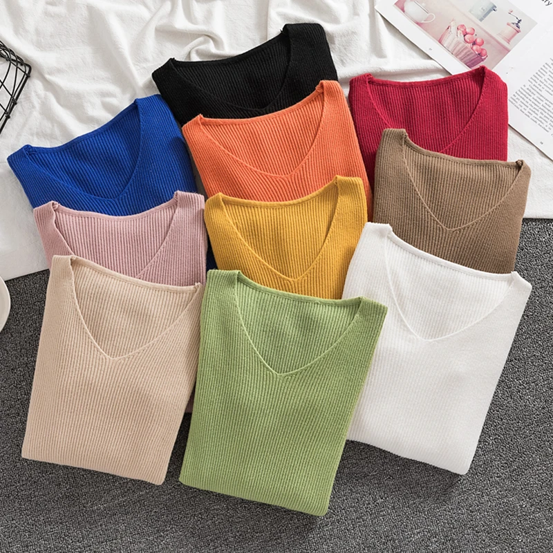 Autumn/winter 2022 V-neck Pullover Slim Long-sleeve Sweater Women Korean Knit Bottoming Shirt Woman Fashion Solid Tops 16037
Autumn/winter 2022 V-neck Pullover Slim Long-sleeve Sweater Women Korean Knit Bottoming Shirt Woman Fashion Solid Tops 16037