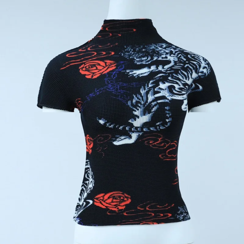 TVVOVVIN Fashion High Quality Pleated Top Women's 2021 Summer Thin Half High Collar Printed Short Sleeve T-shirt 9P01 
TVVOVVIN Fashion High Quality Pleated Top Women's 2021 Summer Thin Half High Collar Printed Short Sleeve T-shirt 9P01