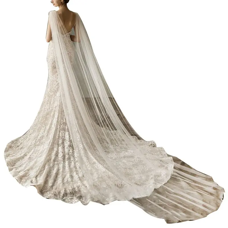 Women Tulle Cathedral Floor Length Wedding Capes Shoulder Imitation Crystal Jewelry Floral Appliques Bridal Long Wraps Cloak
Women Tulle Cathedral Floor Length Wedding Capes Shoulder Imitation Crystal Jewelry Floral Appliques Bridal Long Wraps Cloak