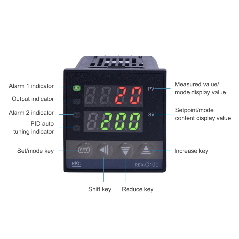 PID Temperature Controllers Kits AC110-240V Incubator 0~1300 Alarm REX-C100 Display for Electric Power Chemical Industry
PID Temperature Controllers Kits AC110-240V Incubator 0~1300 Alarm REX-C100 Display for Electric Power Chemical Industry