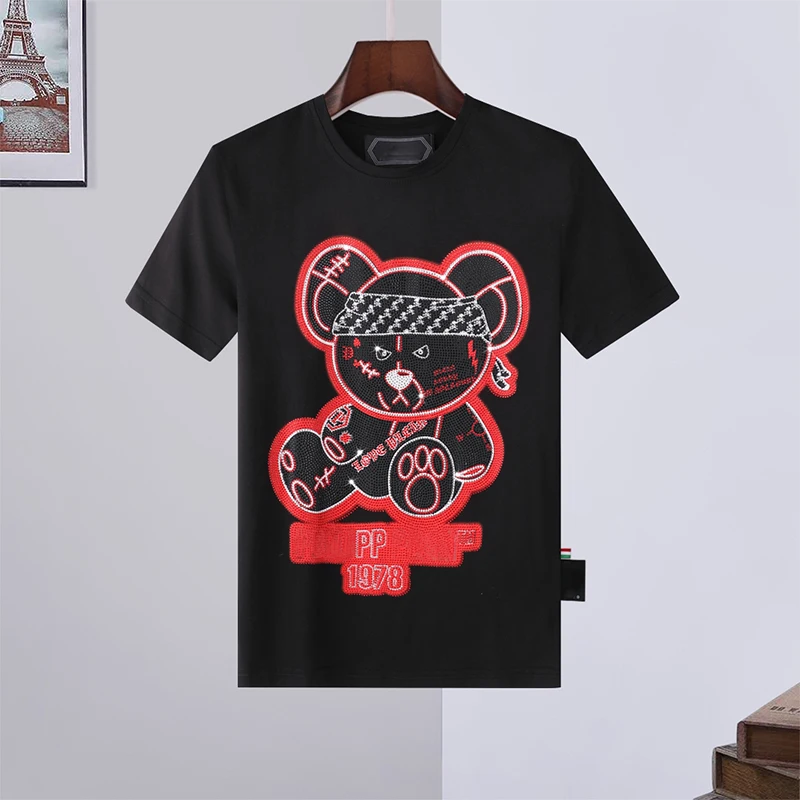 2022 short sleeve t-shirt men's cute bear hot diamond print PP Milan Fashion pure cotton summer high street top Europe and
2022 short sleeve t-shirt men's cute bear hot diamond print PP Milan Fashion pure cotton summer high street top Europe and