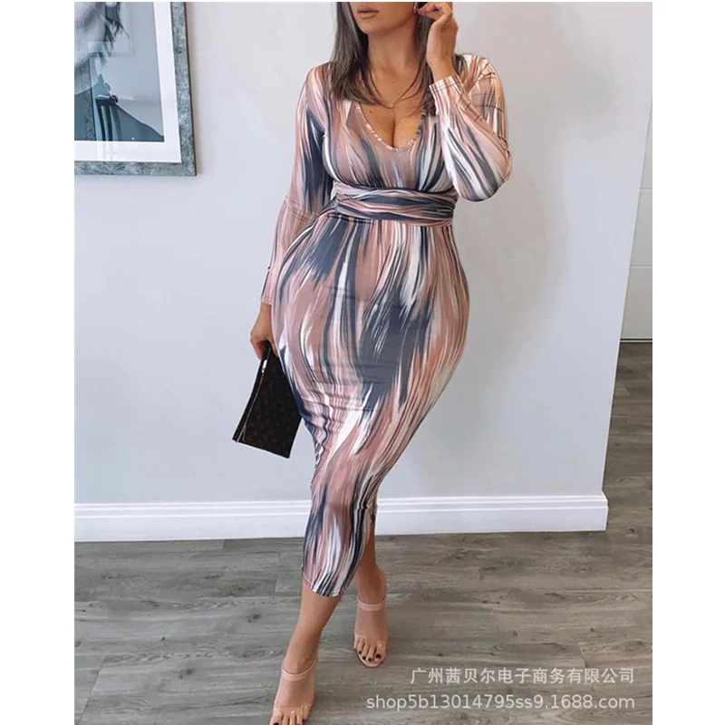 WEPBEL Women's Sexy Print Bodycon Dress Ladies Elegant Fashion Long Sleeve V Neck High Waist Corset Slim Fit Skinny Dress
WEPBEL Women's Sexy Print Bodycon Dress Ladies Elegant Fashion Long Sleeve V Neck High Waist Corset Slim Fit Skinny Dress