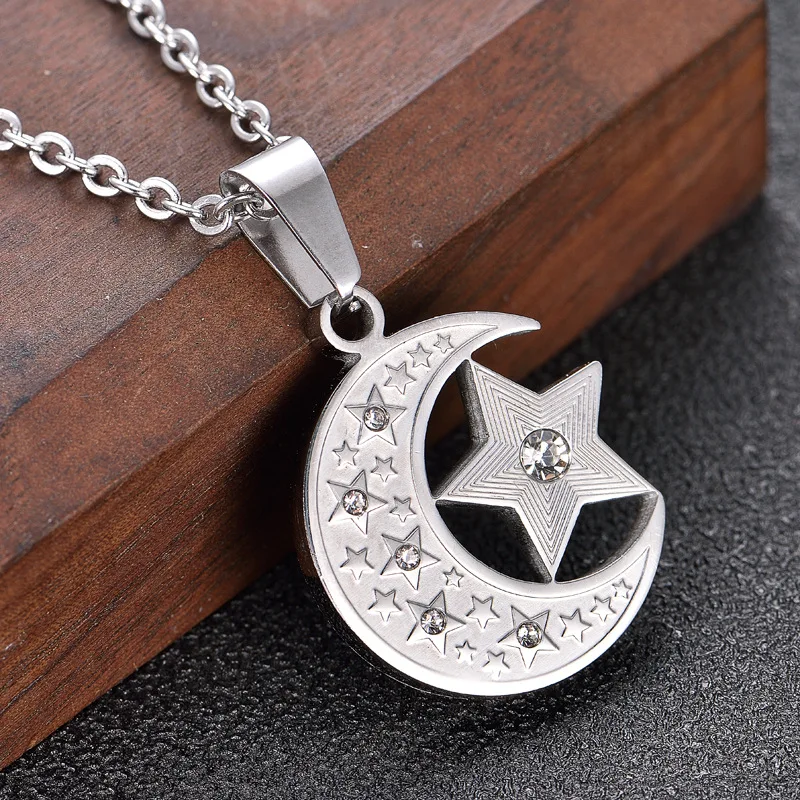 Fashion Korean star moon combination Pentagram male and female pendant titanium steel diamond jewelry
Fashion Korean star moon combination Pentagram male and female pendant titanium steel diamond jewelry