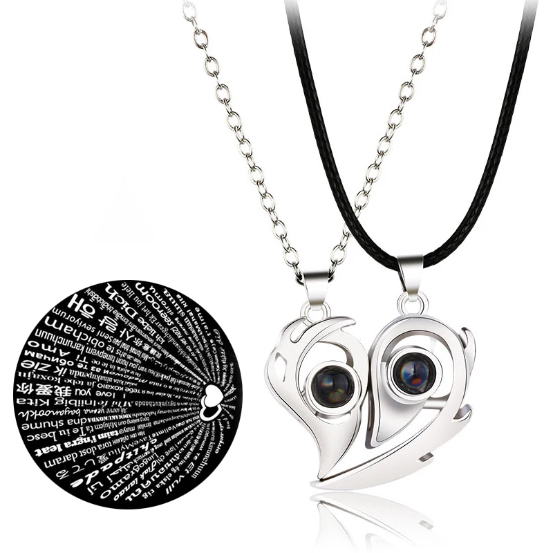 2PCS Couple Necklaces 100 Languages I Love You Lovers Heart Magnetic Projection Pendant Necklace for Women Valentine's Day Gift
2PCS Couple Necklaces 100 Languages I Love You Lovers Heart Magnetic Projection Pendant Necklace for Women Valentine's Day Gift
