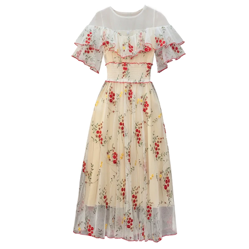 Fashionable lady style women's fat sister summer dress mesh embroidery dress strapless lotus leaf sleeve super fairy long dress
Fashionable lady style women's fat sister summer dress mesh embroidery dress strapless lotus leaf sleeve super fairy long dress