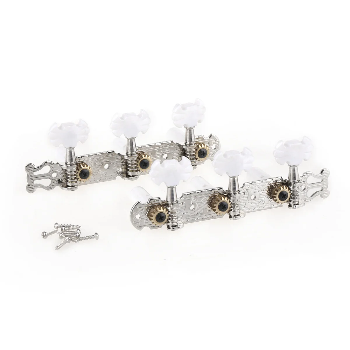 Musiclily Pro 3 on a Plate Lyra Style Classical Guitar Machine Heads Tuning Pegs Keys Tuners Set, Butterfly Button Nickel
Musiclily Pro 3 on a Plate Lyra Style Classical Guitar Machine Heads Tuning Pegs Keys Tuners Set, Butterfly Button Nickel
